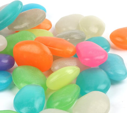 Shiny Stone Glow in The Dark Pebbles,Decorative Glow Stones,Fish Tank Aquarium Gravel,Glow Pebbles for DIY Garden Gifts Decoration(Big Size, 3-4cm, 400g/14.1oz) (Multicolor)