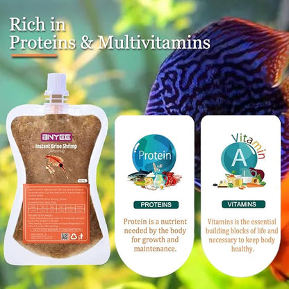 Instant Fish Food - Non-Living Adult Brine Shrimp for Fry/Larvae, Small Fish, Corals, Jellyfish, Seahorses & Invertebrates