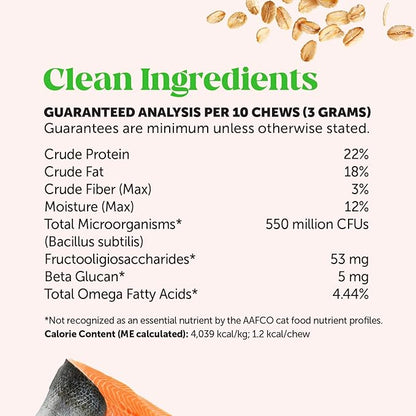 Cat Probiotics Gut + Immune Health Crunchy & Creamy Chews - Digestive Health, Supports Gut Health, Immunity, Healthy Digestion + Cat Constipation Relief - Chicken 30-Day Supply