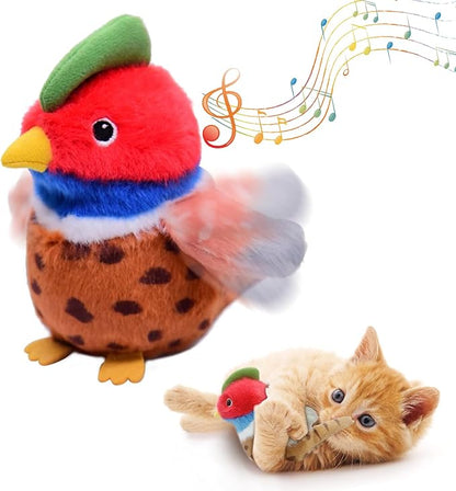 Cat Toys, Flapping Wings Pheasant, No Flying, Chirping Bird Interactive Catnip Toy for Kitten or Small Dogs, Touch Activated, Rechargeable, 3 Modes