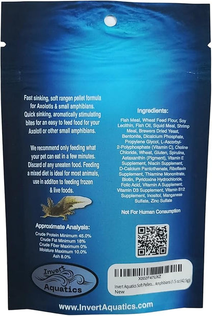 Soft Pellets for Axolotls - Moist Sinking Diet for Axolotl, Newts, Salamanders & Other Small Amphibians (3 oz (85g))