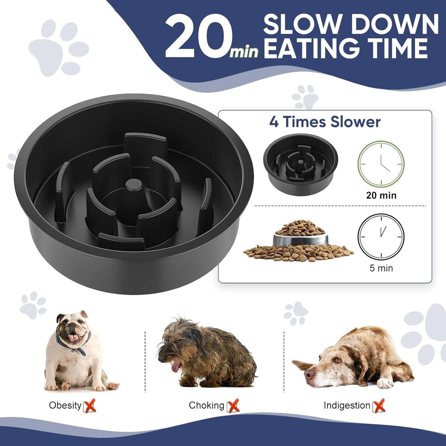 XIAZ Slow Feeder Dog Bowl Elevated Food and Water Bowl Stand for Large Medium Sized Dog, 4 Heights Adjustable, Non-Slip, Durable, Prevents Bloating & Improves Digestion for Dogs