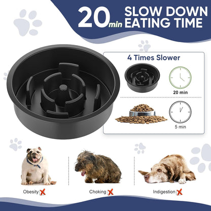 XIAZ Slow Feeder Dog Bowl Elevated Food and Water Bowl Stand for Large Medium Sized Dog, 4 Heights Adjustable, Non-Slip, Durable, Prevents Bloating & Improves Digestion for Dogs