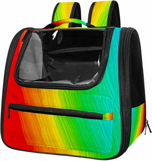 Rainbow Pet Travel Carrier | Ventilated Comfortable Design with Safety Features | Ideal for Small to Medium Sized Pets Cats, Dogs etc
