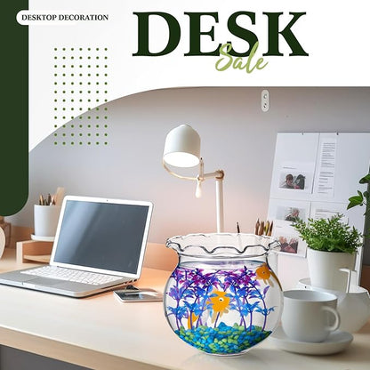 Jexine 12 Pack Plastic Fish Bowl 48 Pcs Floating Fake Goldfish 12 Pcs Artificial Aquatic Plant 2.65 Pound Tank Rock for Aquarium Tank Party Table Centerpiece Decoration Accessories (Blue Stone)