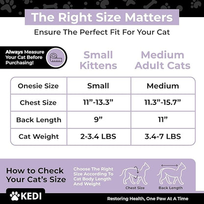 Cat Onesie for After Surgery Care - Breathable Male Female Post Surgical Recovery Suit Vest for Cats with Abdominal Wounds or Skin Issues - Soft Washable Protective Medical Clothing for Pets