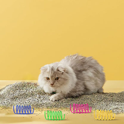 Cat Spring Toys, 120 Pack Creative Toy Plastic Colorful Kitten Spiral Spring Cat Plastic Coil Interactive Toy for Swatting, Biting, Hunting
