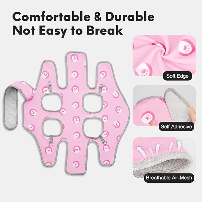 Supet Cat Grooming Hammock, Soft Fabric Nail Clipper Hammock, Self-Adhesive Wrap for Cutting Nails, Quickly Calm Down for Medicine, Teeth Brushing, Ear Cleaning