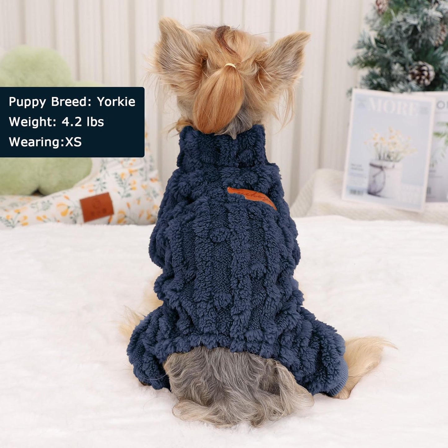 Dog Sweater for Small Dogs, XXS Dog Sweaters Turtleneck Doggie Pajamas Jumpsuits, Small Doggy Clothes Girl Boy, Cold Weather Puppy Onesie Outfits Yorkie Chihuahua Apparel,Dark Blue, M