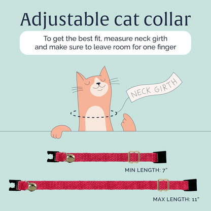 Hepper Hemp Safety Breakaway Cat Collar with Bells - Adjustable Large to Small Kitten Collar with Bell - Cat Collars for Girl Cats/Cat Collars for Boy Cats - Minimalist Cute Cat Collar with Cat Bells