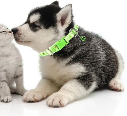 Avocado Small Dog Collar with Bell, Soft Adjustable Green Avocado Puppy Collar Tiny Cat Collars with Bells for XS Small Girl and boy Dogs Little Animal,S