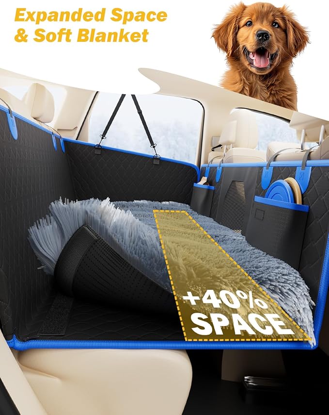 JOYTUTUS Back Seat Extender for Dogs with Dog Bed Mat, Back Seat Extender for Dogs with Hard Bottom, Blanket for Pets Back Seat Pet Cover for Travel Waterproof Dog Hammock for Car SUV Truck