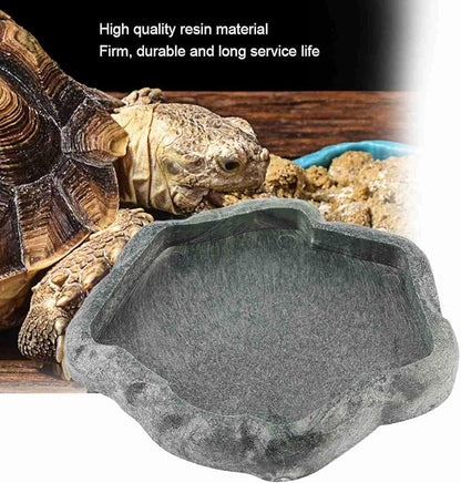 5.51x4.72x0.63in Tortoise Water Bowl,Resin Turtle Food Bowl Snake Water Bowl,Ball Python Water Bowls for Bearded Dragons Leopard Gecko Frog Snake(Green)