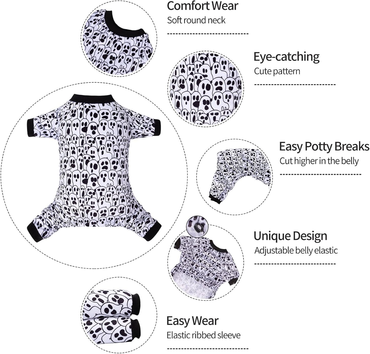 CuteBone Small Dogs Outfit Soft Puppy Onesies Pjs Halloween Dog Pajamas Pet Coat Cat Apparel Comfy Doggie Jumpsuit Bodysuit for All Seasons P300L