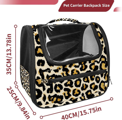 Modern Classic Leopard Print (1) Cat Backpack Carrier, Large Pet Backpack for Medium Small Dog Cat Puppy Kitty Bunny