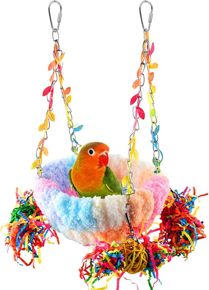 KATUMO Budgies Nest, Conure Snuggle Bed Bird Swing Bed Parrotlet Breeding Nest Finches Nest for Small Animals, Size Small