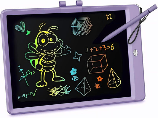 KOKODI LCD Writing Tablet, 10 Inch Colorful Toddler Doodle Board Drawing Tablet, Erasable Reusable Electronic Drawing Pads, Educational and Learning Toy for 3-6 Years Old Boy and Girls(Purple)