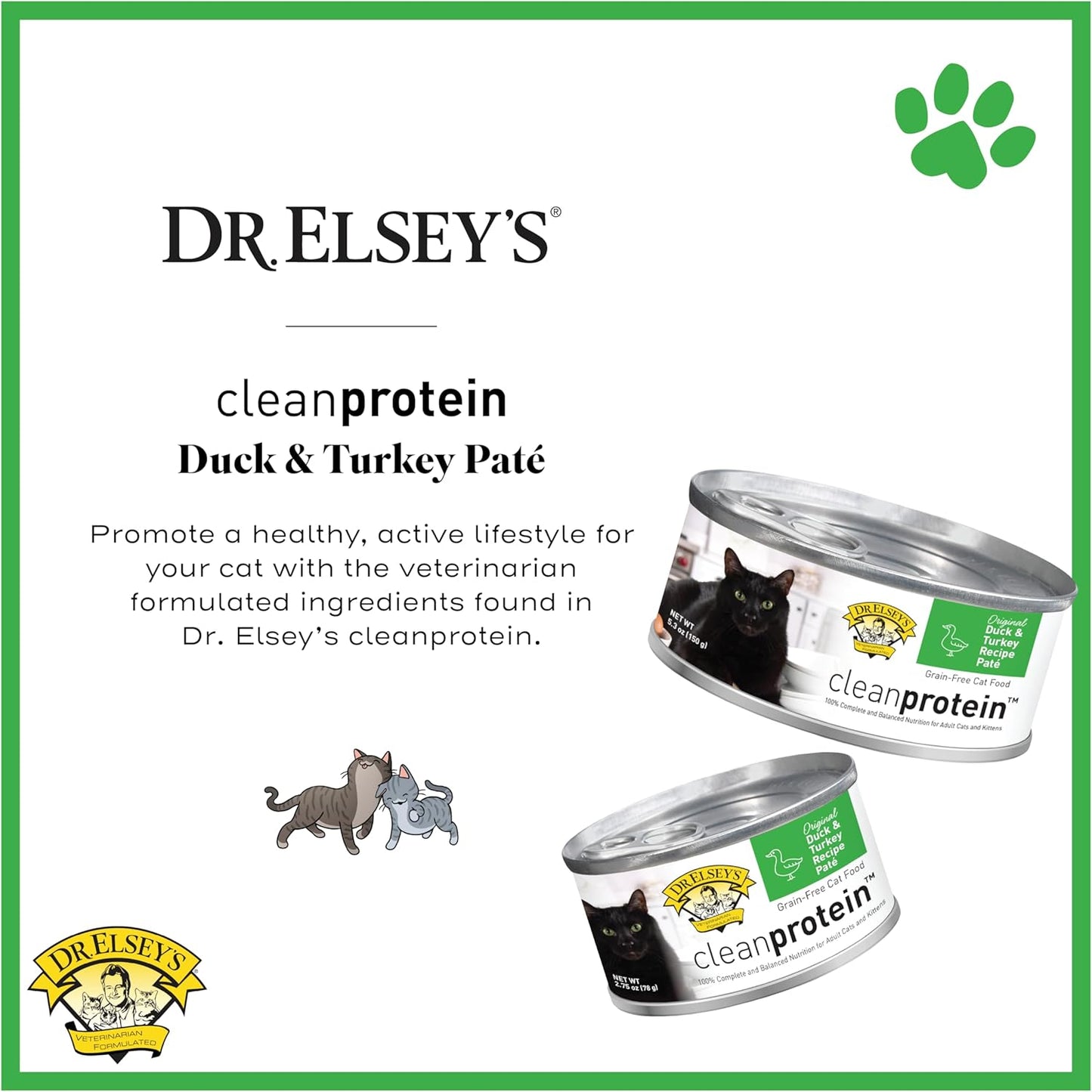 Dr. Elsey's cleanprotein Duck & Turkey Recipe Wet Cat Food, 2.75 oz Can (Case of 24)