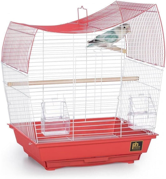 Rustic Retreat Top Bird Cage with Durable Metal Construction, Spacious Interior, and Convenient Top Access Coral/Wave Top