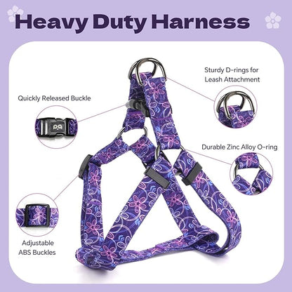 QQPETS Dog Harness Leash Set Adjustable Heavy Duty No Pull Halter Harnesses for Small Medium Large Breed Dogs Back Clip Anti-Twist Perfect for Walking