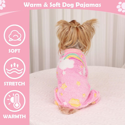 Fleece Dog Pjs - Cute Extra Small Puppy Clothes, Soft & Stretchy Dog Onesies for Chihuahua Yorkie Cat, XS
