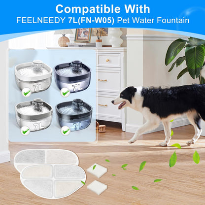 6+6 Pack Filter & Pump Sponges Dog Water Fountain Filters Replacement Compatible with FEELNEEDY 7L/1.8Gal Drinking Water Fountains(FN-W05), Cat Fountains Filter for Pet Automatic Bowl Dispenser
