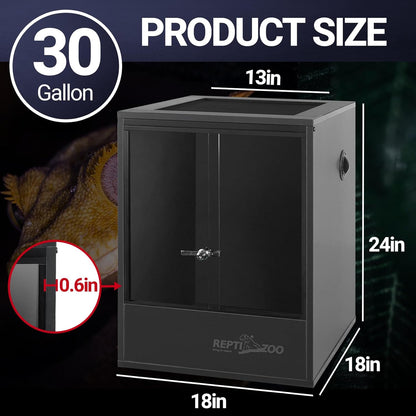 REPTI ZOO 30 Gallon PVC Tall Reptile Tank, 18x18x24 Reptile Terrarium for Frog Lizard Gecko Chameleon Snake, Tropical Rainforest Habitat Enclosure with Sliding Door & Top Screen Ventilation