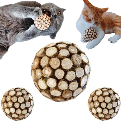 3PCS Cat Ball Toy,Silvervine Ball with Catnip Gall Fruit silvervine Sticks Powder Inside,Catnip Toys for Indoor Cats,Kitten Cleaning Teeth Cat Chew Toy