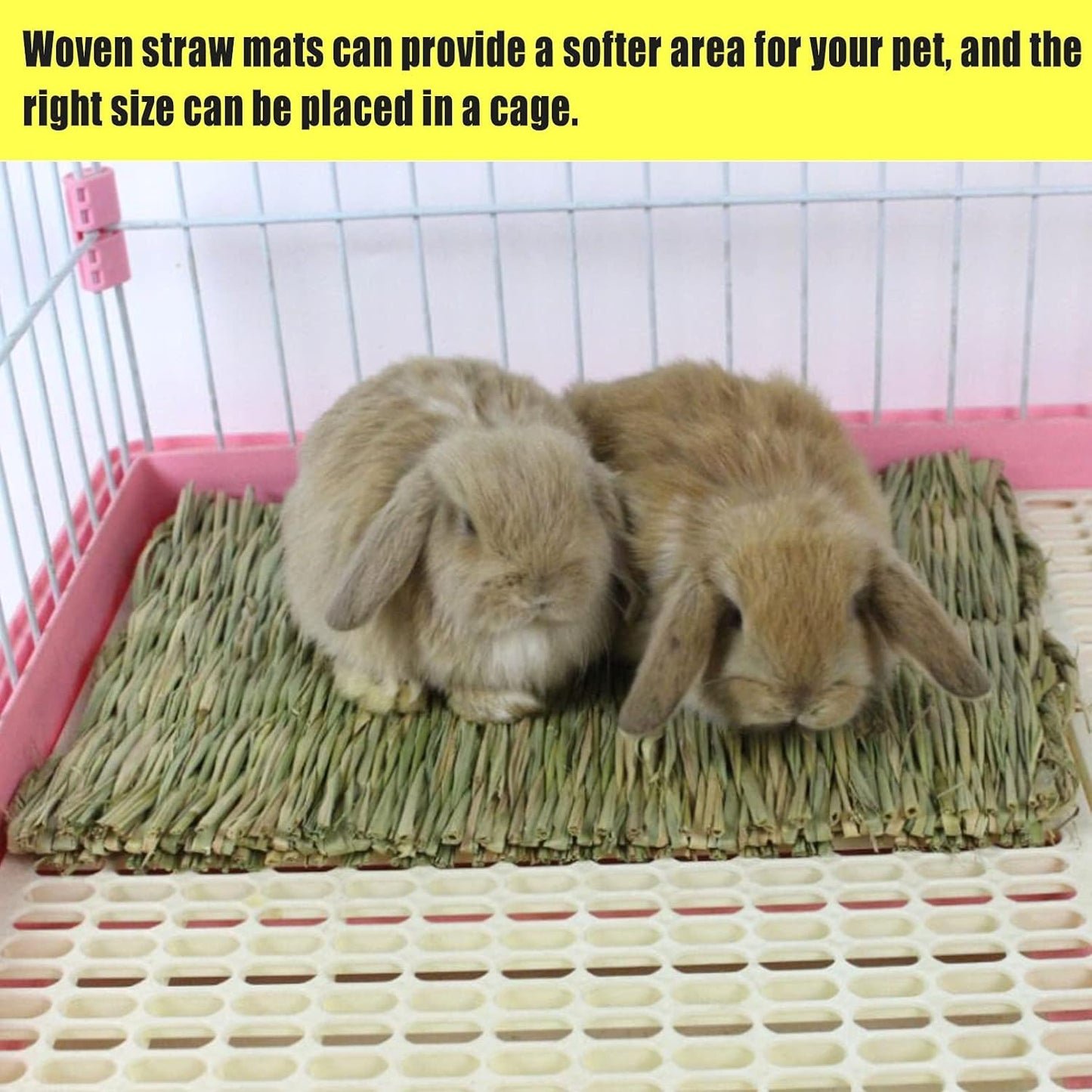 Hamiledyi Rabbit Grass Mat 15.75"x11" Large Natural Woven Hamster Grass Bed Nest Small Animal Handmade Bedding Hay Mat Chewing Play Toy for Guinea Pig Chinchilla Rabbit Squirrel Hedgehog(6 Pack)