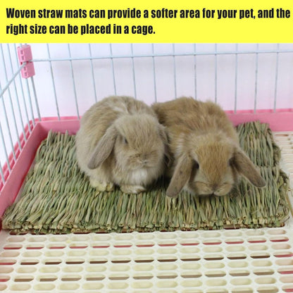 Hamiledyi Rabbit Grass Mat 15.75"x11" Large Natural Woven Hamster Grass Bed Nest Small Animal Handmade Bedding Hay Mat Chewing Play Toy for Guinea Pig Chinchilla Rabbit Squirrel Hedgehog(6 Pack)