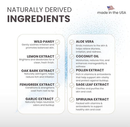 Lillian Ruff Waterless No-Rinse Dog Dry Shampoo Spray with Hydrating Essential Oils - pH-Balanced Dry Shampoo for Dogs - Clean, Condition, Detangle & Deodorize Dry, Sensitive Skin (Vanilla)