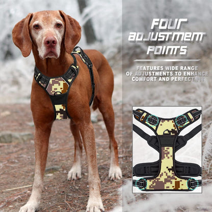 BARKBAY No Pull Dog Harness Front Clip Heavy Duty Reflective Easy Control Handle for Large Dog Walking(Desert camo,L)