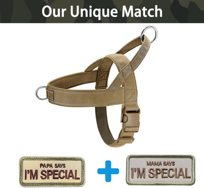 No Pull Dog Harness Brown for Small Medium Large Sized Dog, Reflective Escape Proof Adjustable Dog Harnesses with 2 Patch, M