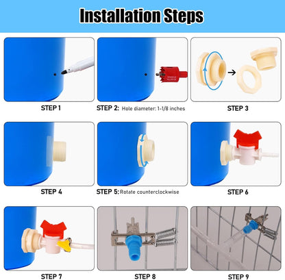Automatic Rabbit Watering System, Rabbit Waterer Kit System Gravity Fed Include 24 Sets of Nipple Drinkers and 46 Feet of ID 5/16" Hose