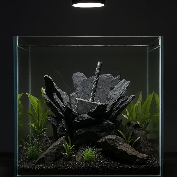 Aquarium Decoration for Fish Tank Thor’s Hammer Resin Aquarium Ornament Decorative Fish Tank Decor for Aquascaping Hiding Resting Betta Shrimp Cichlid