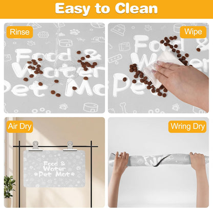Pet Feeding Mat,Dog Cat Mat for Food and Water,Dog Bowl Waterproof Placemat with Rubber Backing,Absorbent Quick Dry Water Dispenser Mat for Pet（Light Gray 16"×24"）