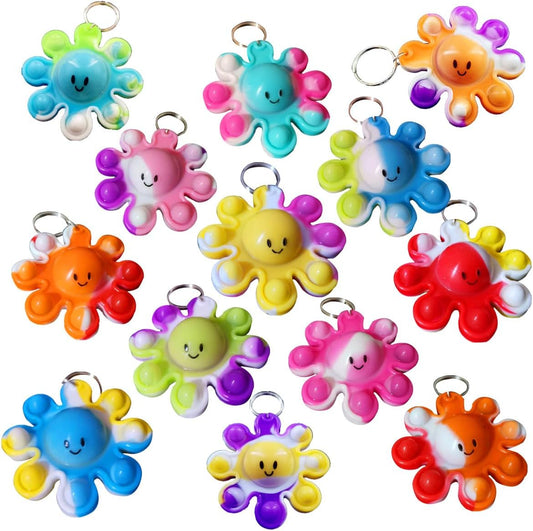30 Packs Bulk octopus Mini Pop Keychain,Birthday Party Favors Supplies Fidget for Kids, Smmuer Student Prizes Gifts