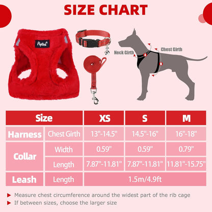PUPTECK Adjustable Dog Harness Collar and Leash Set Step in No Pull Pet Harness for Small Medium Dogs Puppy and Cats Outdoor Walking Running, Soft Mesh Padded Reflective Vest Harnesses, Red M