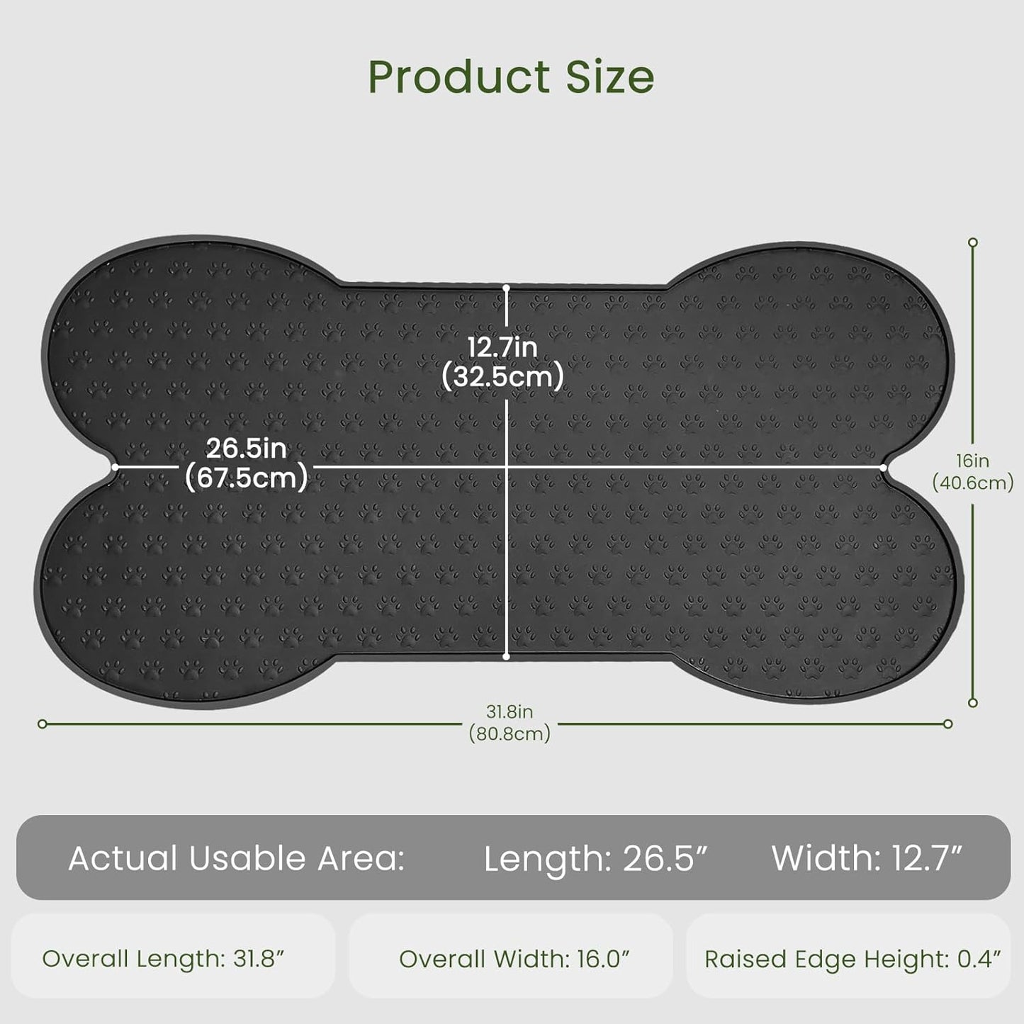 Dog Food Mat Anti-Slip Silicone Dog Bowl Mat Thicker Pet Placemat Waterproof Cat Feeder Pad with Raised Edge Puppy Kitten Feeding Mats Suitable Small Medium-Sized Dogs Cats Eating Tray