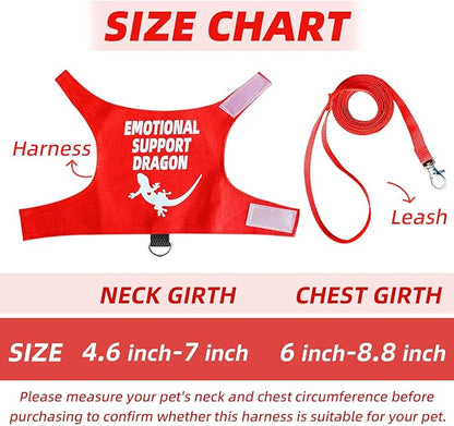 Romansk Bearded Dragon Harness and Leash Set - Escape Proof Adjustable Lizard Reptiles Harness with Short Leash for Walking Outdoor - Fun Emotional Support Dragon Designs