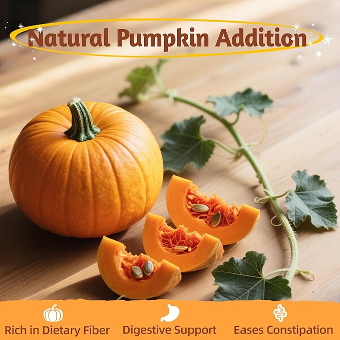 Just Try 8 OZ Pumpkin Freeze Dried Cat & Dog Food Toppers Mixers Low Calorie with Real Chicken Egg Yolk, High Protein Food Toppers Digestive Support