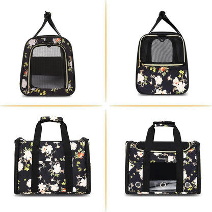 Petmolico Cat Carrier Soft-Sided Pet Bag for Small Medium Cats Puppies 16LBs - Airline Approved Pet Travel Carrier 3 Open Doors (Medium,Mixed Yellow)