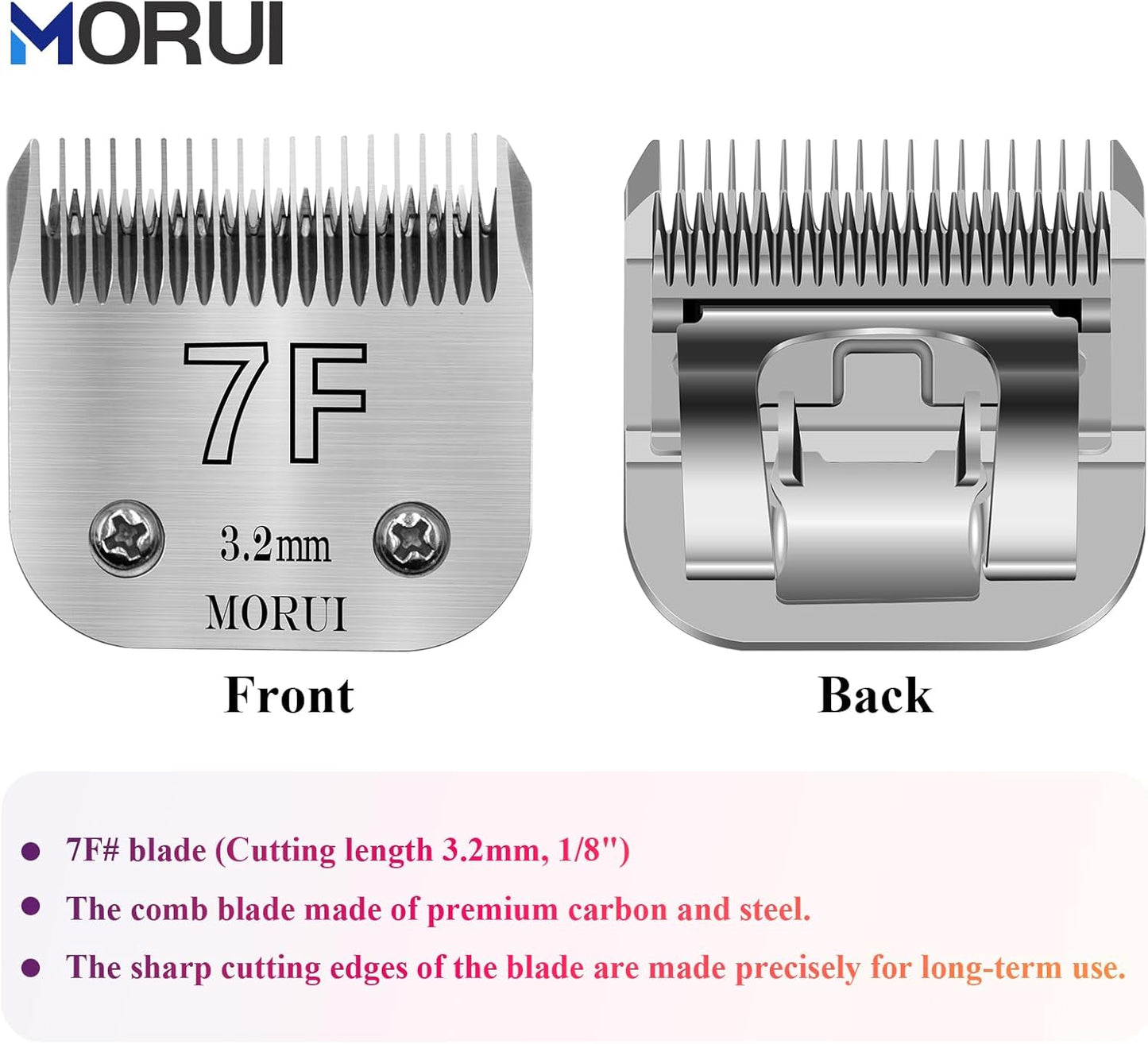 7F Cut Length 1/8"(3.2mm) Detachable Pet Dog Clipper Blades UltraEdge Series Clipper Blades for Dog Grooming Compatible with Most Andis,Oster A5 Wahl KM Series Clippers