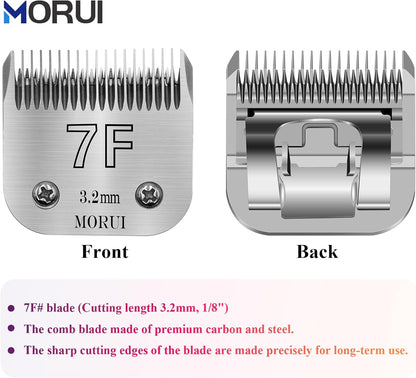 7F Cut Length 1/8"(3.2mm) Detachable Pet Dog Clipper Blades UltraEdge Series Clipper Blades for Dog Grooming Compatible with Most Andis,Oster A5 Wahl KM Series Clippers