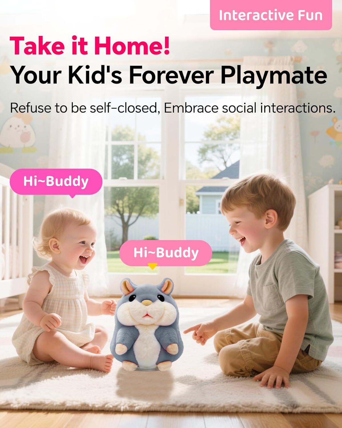 Toddler Toys Talking Hamster Repeats What You Say,Toys for 2 3 4 5 6 7 8 13 Year Old Girl Boy Christmas Birthday Gifts Ideas,Stocking Stuffers' for Kids Adults Gray Stuffed Animals Plush Toy