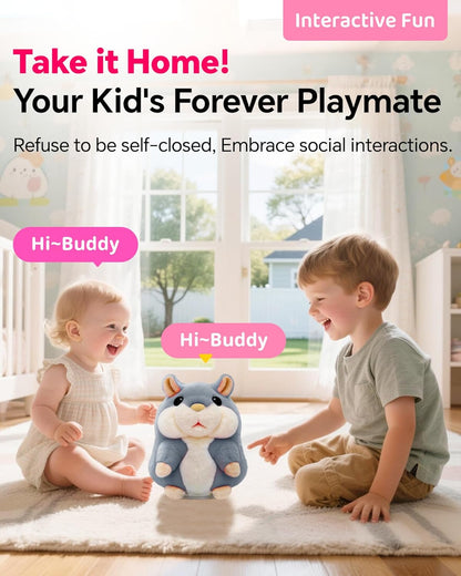 Toddler Toys Talking Hamster Repeats What You Say,Toys for 2 3 4 5 6 7 8 13 Year Old Girl Boy Christmas Birthday Gifts Ideas,Stocking Stuffers' for Kids Adults Gray Stuffed Animals Plush Toy