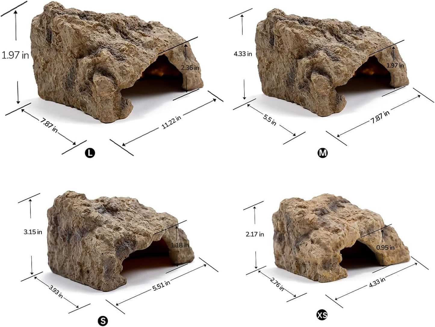 Reptile Hide for Leopard Gecko,Bearded Dragon,Ball Python & Tortoise – Terrarium Habitat Décor, Snake & Lizard Hideout (Resin, Small)