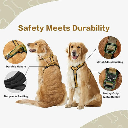 PawsPassion Dog Harness for X-Large Dogs, No Pull Dog Harness Easy Walk with Metal Hardware, Ergonomic Y-Shaped Design, Soft Padding, Padded Handle, Durable High-Tensile Nylon (Sunrise, XL)