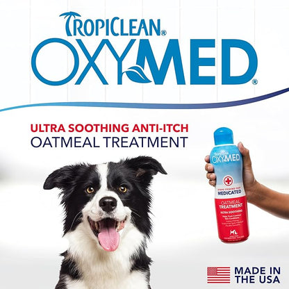 TropiClean Oxymed Medicated Cat & Dog Conditioner For Itchy Skin | Skin Soothing Oatmeal Conditioner For Dogs & Cats | 20 oz