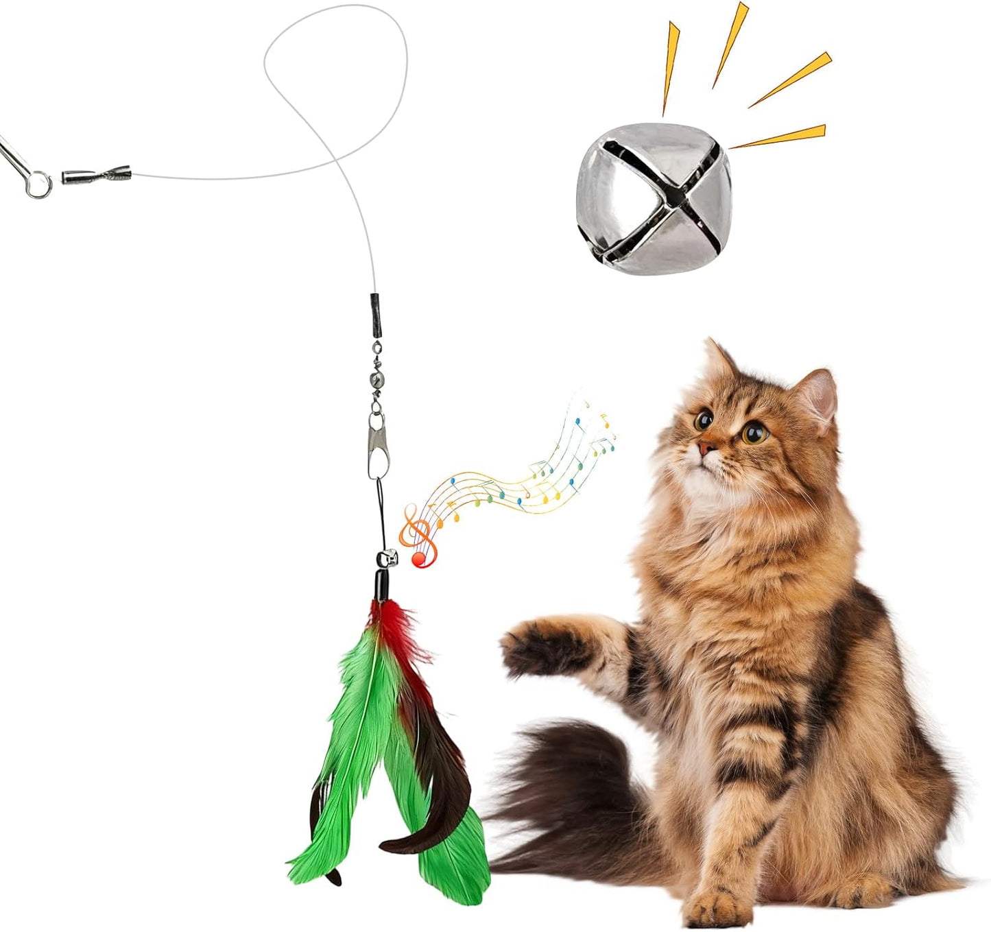 Walfront Cat Toys for Indoor Cats, 12PCS Kitten Toy Set with 2 Retractable Wands & Interactive Feather Teasers, Fun Chase and Exercise Toys to Keep Cats Active and Healthy